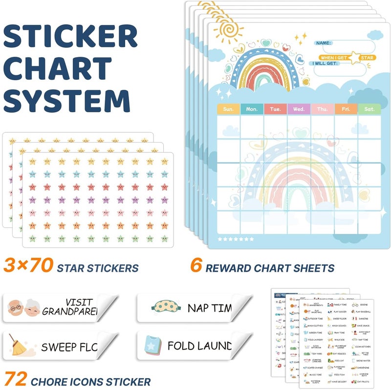 CustomMaster Upgraded Slider 4 in 1 Reward Chart for Kids, Reusable Bedtime/Morning/Daily Routine Chart for Kids, Magnetic Chore Chart for Kids Toddlers, Sticker Chart for Kids Behavior Chart for Kids at Home - Image 3